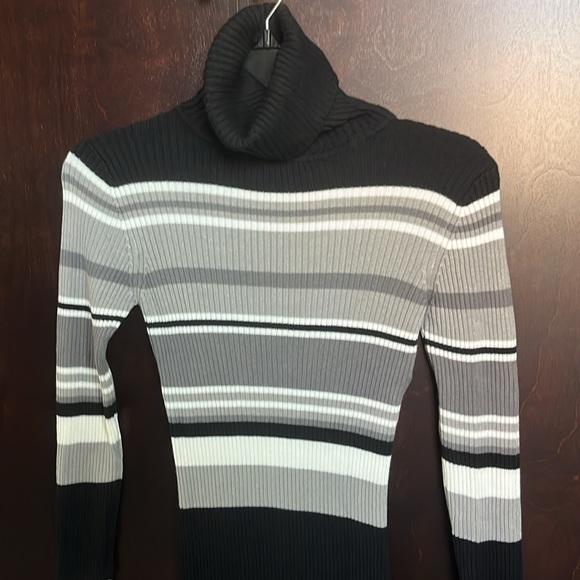 Venus Striped Knit Sweater Bodycon Dress Women’s Size S with Turtleneck - Picture 2 of 8